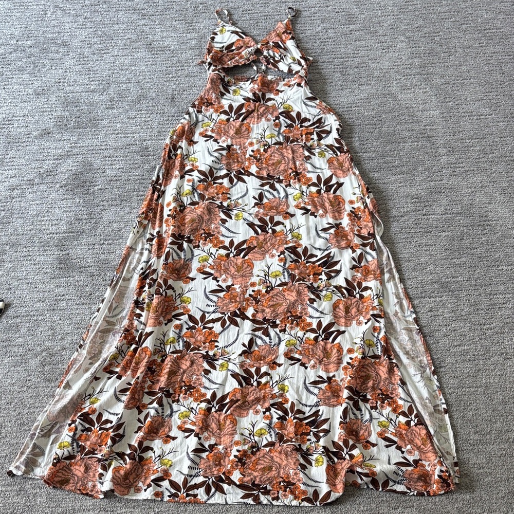 Maaji Floral Dress with Strappy Back orange flowers medium